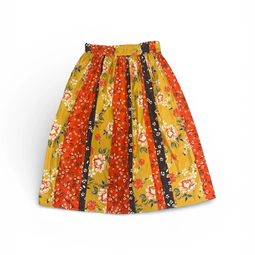 Truly 4 You Patchwork Floral Skirt Size Small Elastic Waist Bohemian